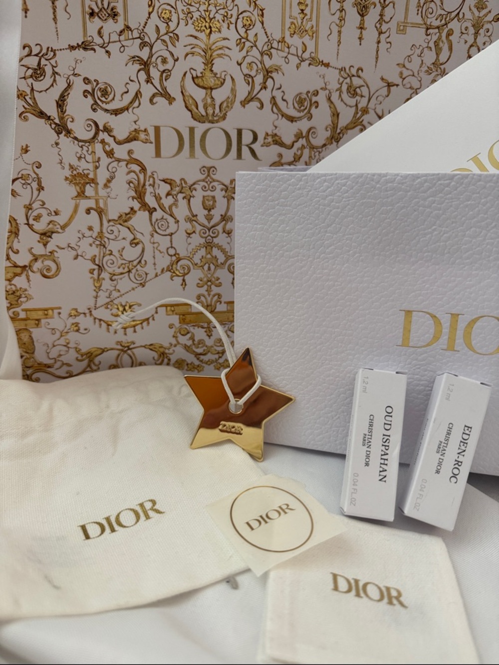 Dior LIMITED EDITION HOLIDAY White and Gold Luxe Set with Star Charm